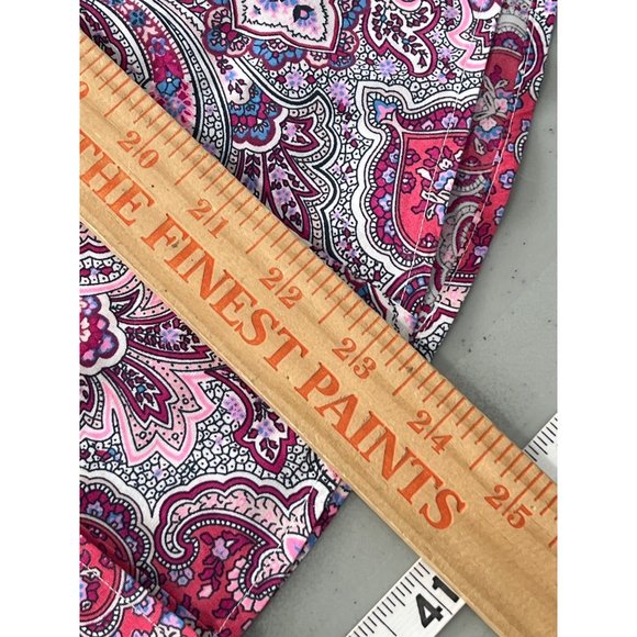 Talbots Wrinkle Resistant Womens 4P Paisley Floral 3/4 Sleeve Button Front Pink - Picture 6 of 9